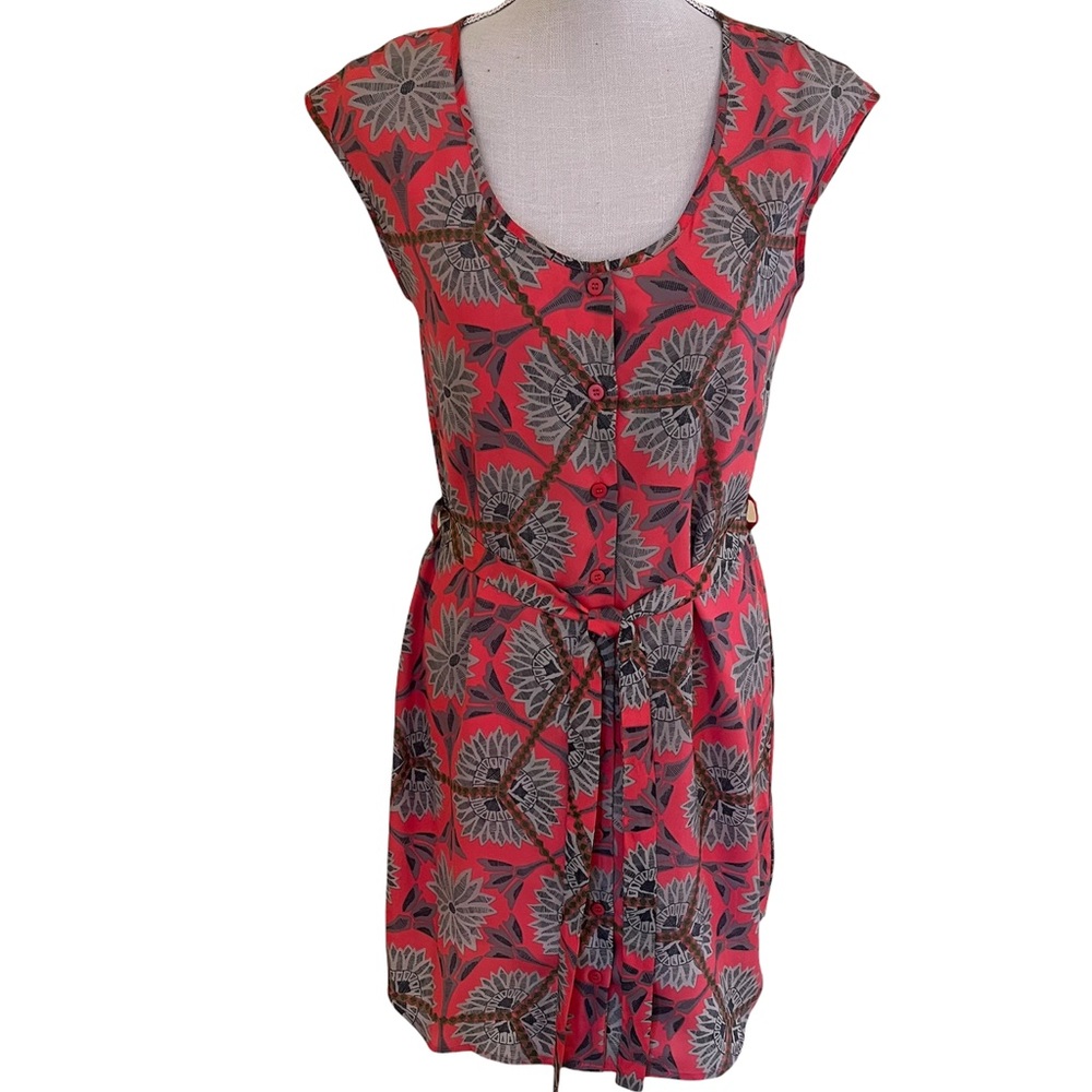 Collective Concepts Coral Print Button Front Dress XS